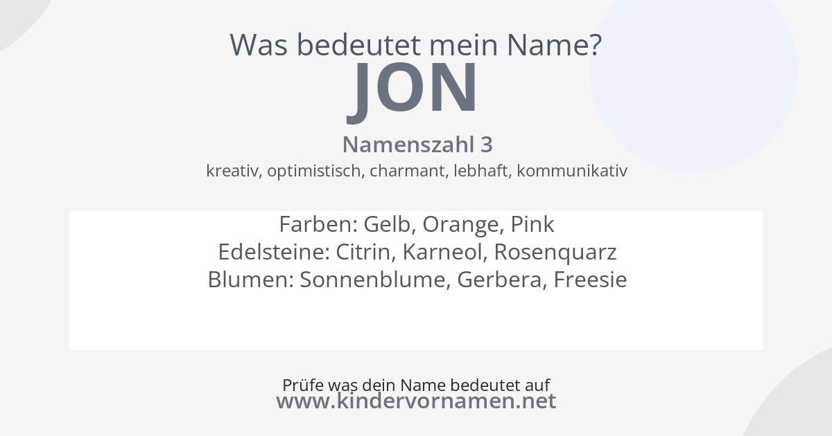 Was bedeutet der Name Jon?