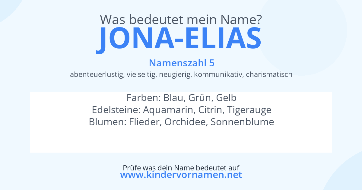 Was bedeutet der Name Jona-Elias?