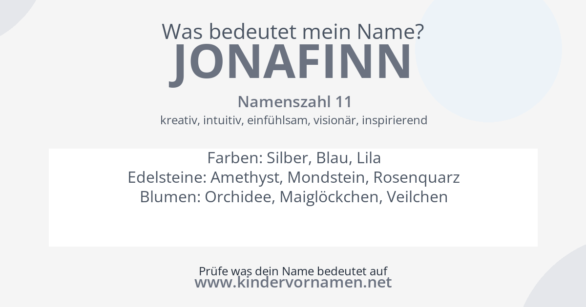 Was bedeutet der Name Jonafinn?