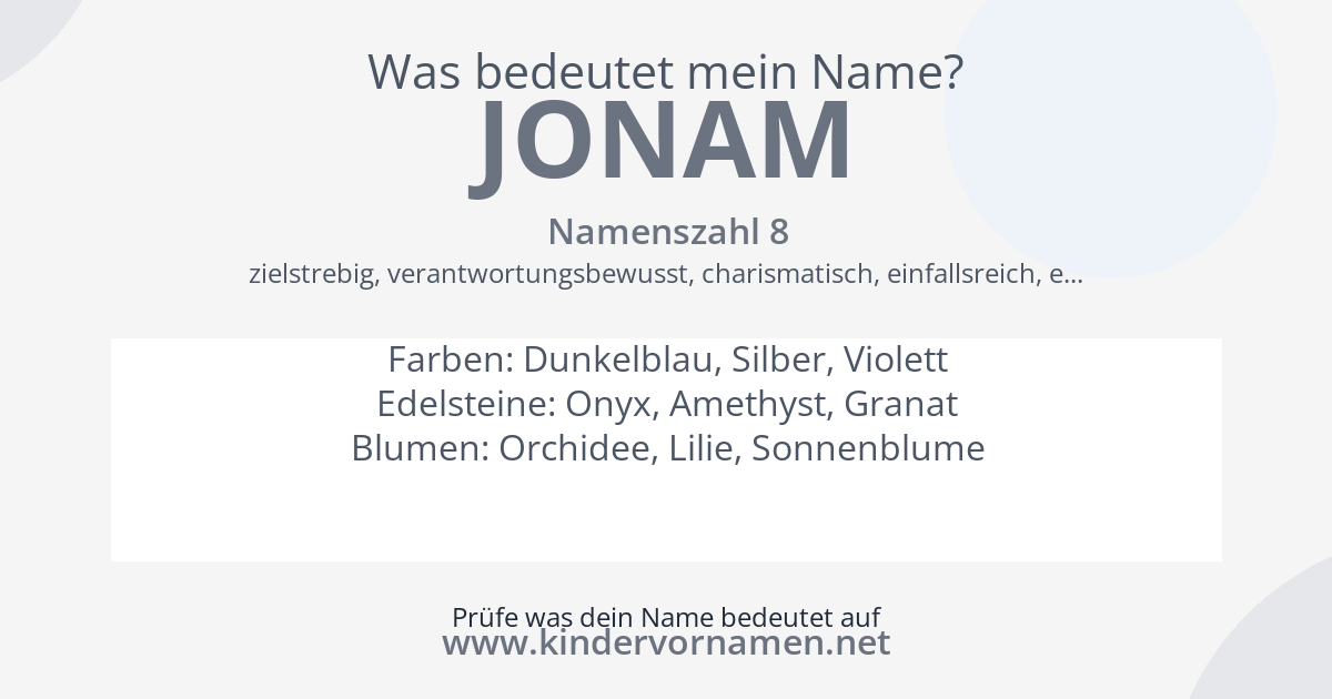 Was bedeutet der Name Jonam?