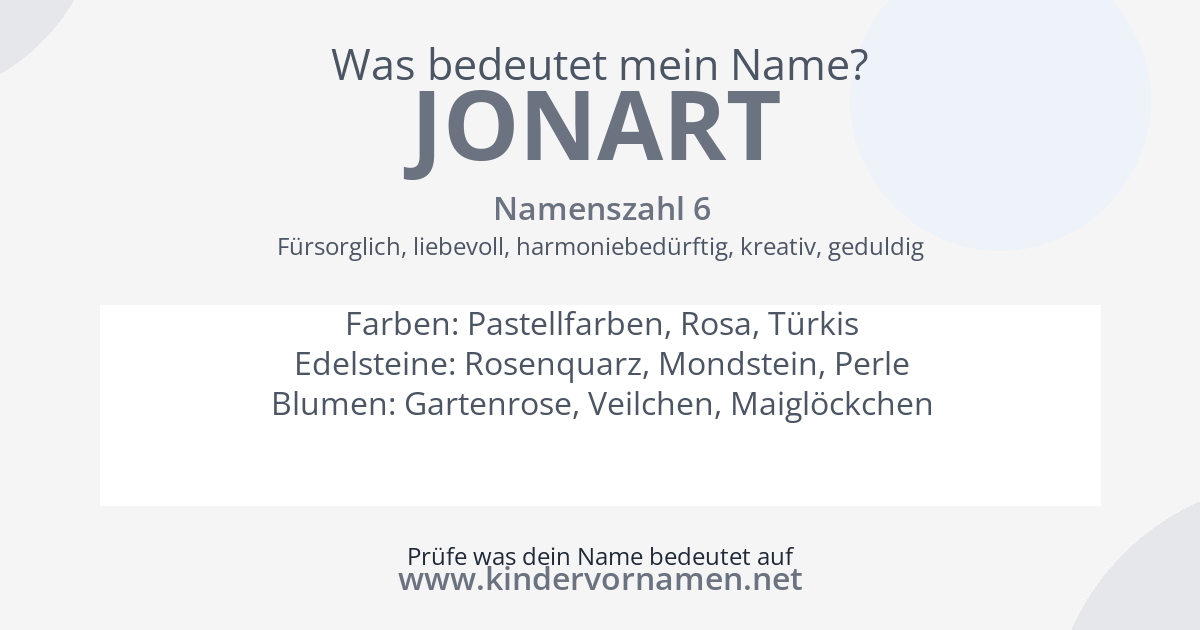Was bedeutet der Name Jonart?