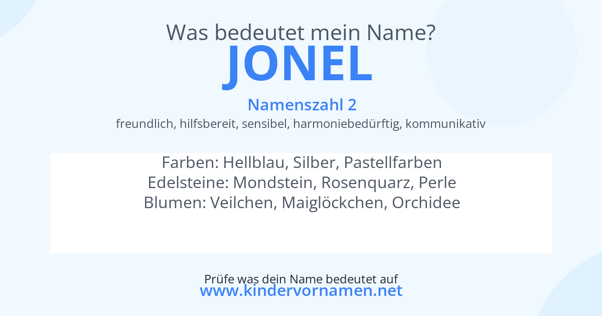 Was bedeutet der Name Jonel?