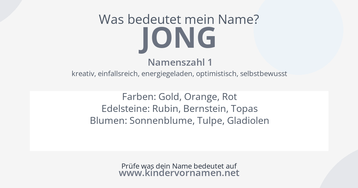 Was bedeutet der Name Jong?
