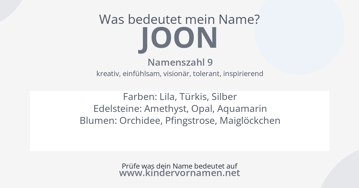 Was bedeutet der Name Joon?