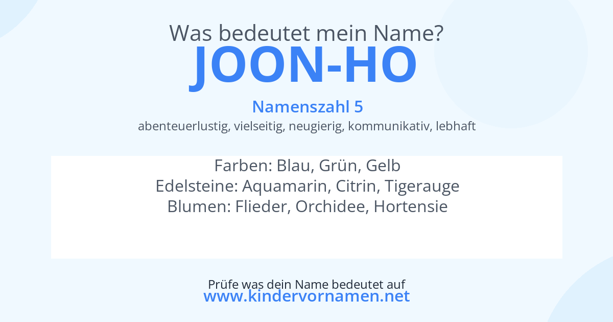 Was bedeutet der Name Joon-Ho?