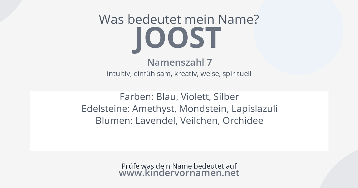 Was bedeutet der Name Joost?