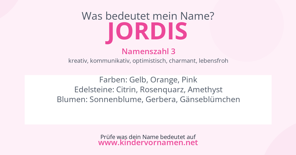 Was bedeutet der Name Jordis?