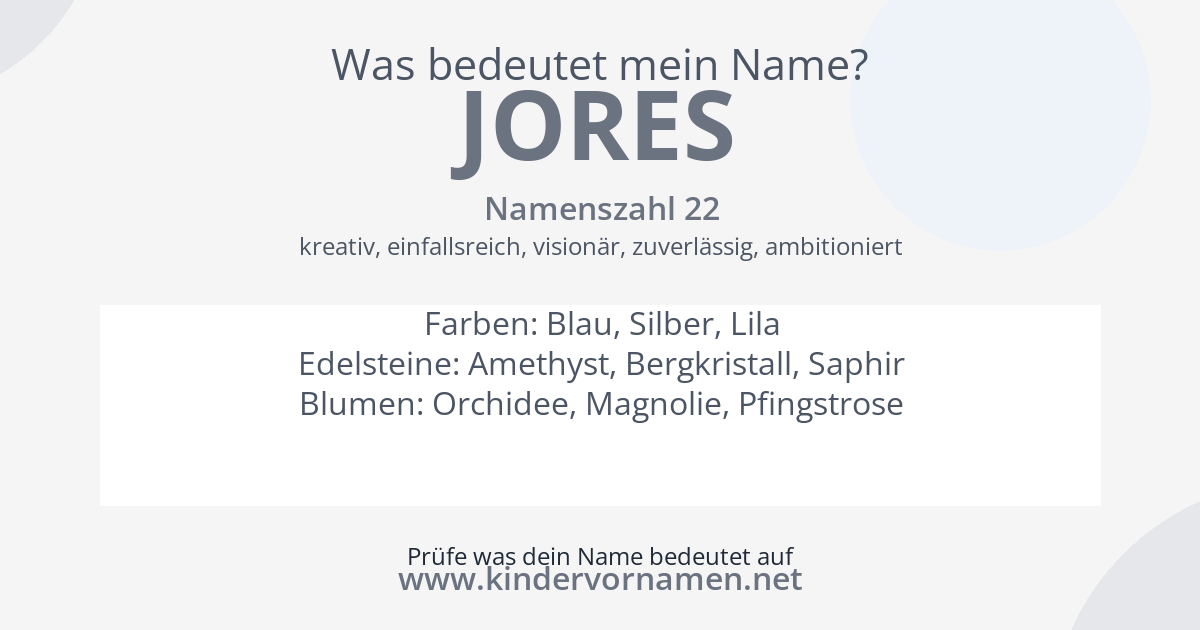 Was bedeutet der Name Jores?