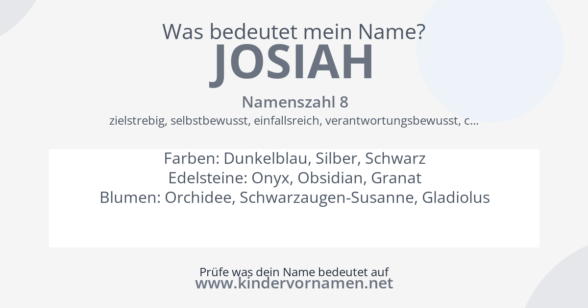 Was bedeutet der Name Josiah?
