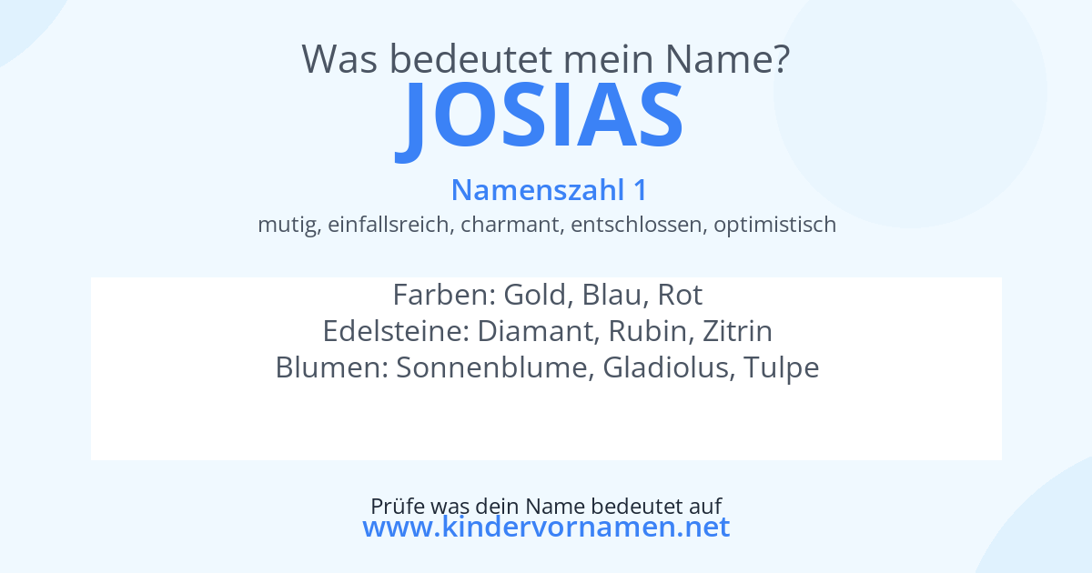Was bedeutet der Name Josias?