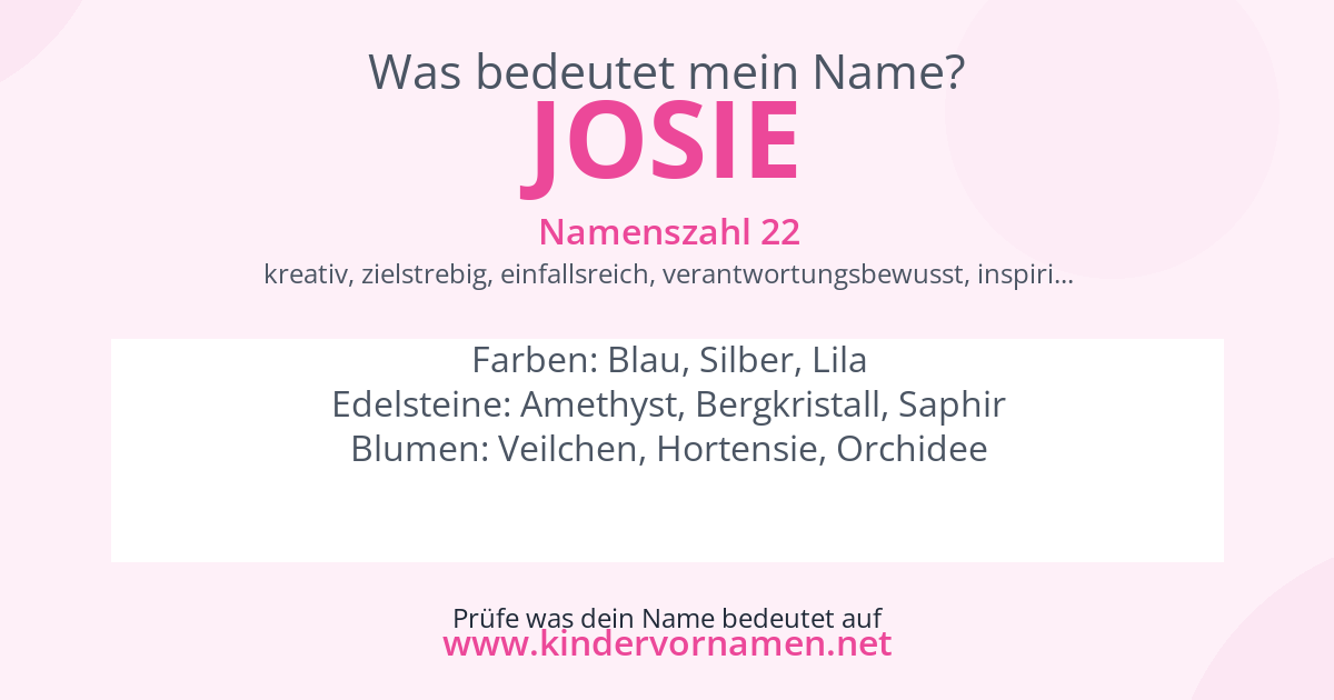 Was bedeutet der Name Josie?