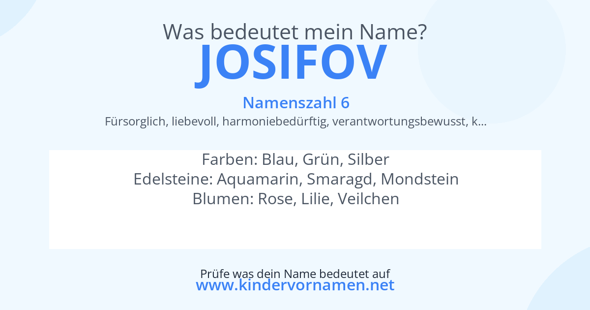 Was bedeutet der Name Josifov?