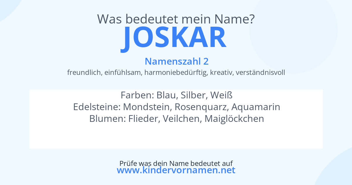 Was bedeutet der Name Joskar?