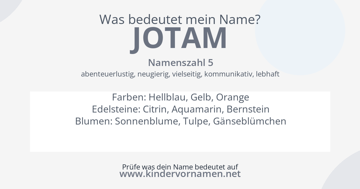 Was bedeutet der Name Jotam?