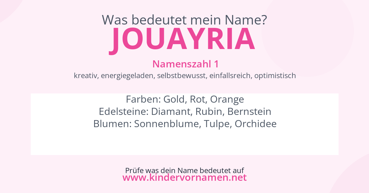 Was bedeutet der Name Jouayria?