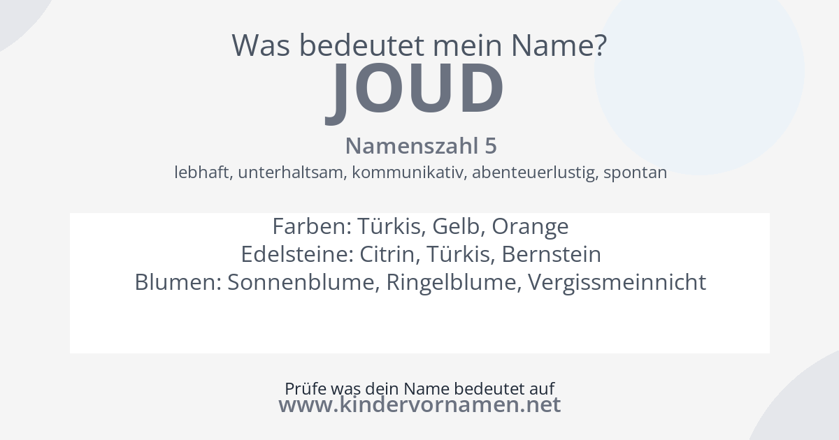 Was bedeutet der Name Joud?