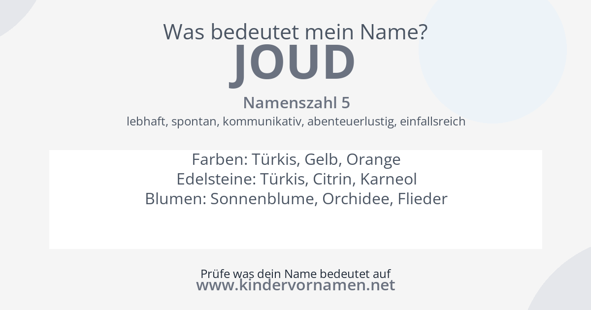 Was bedeutet der Name Joud?