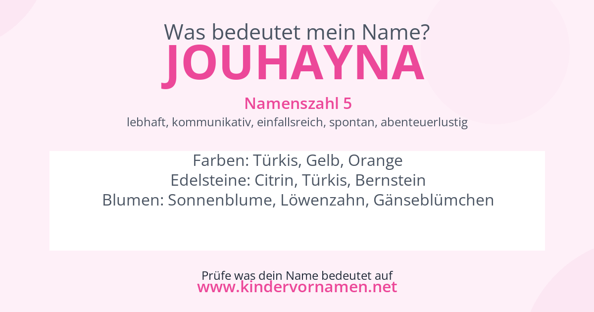 Was bedeutet der Name Jouhayna?