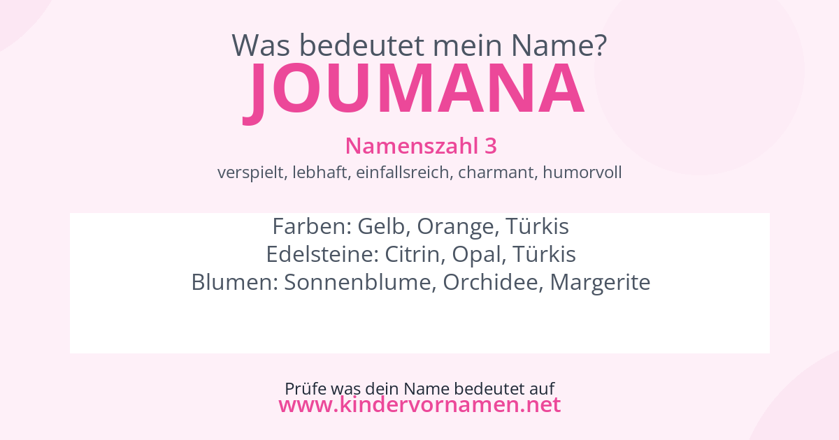 Was bedeutet der Name Joumana?