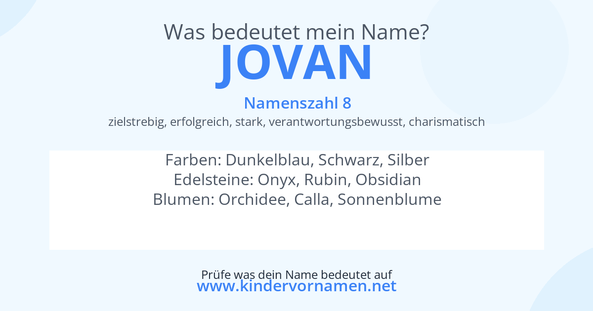 Was bedeutet der Name Jovan?