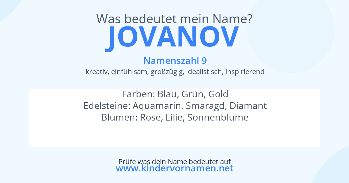 Was bedeutet der Name Jovanov?