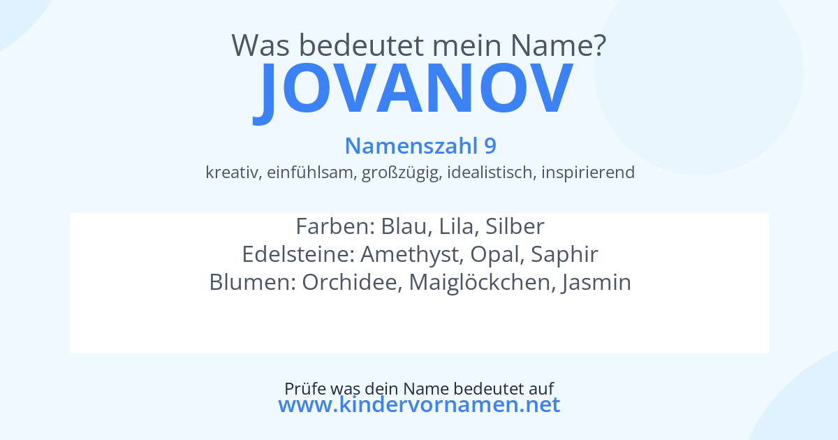 Was bedeutet der Name Jovanov?