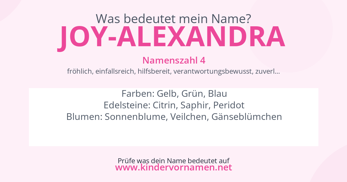 Was bedeutet der Name Joy-Alexandra?