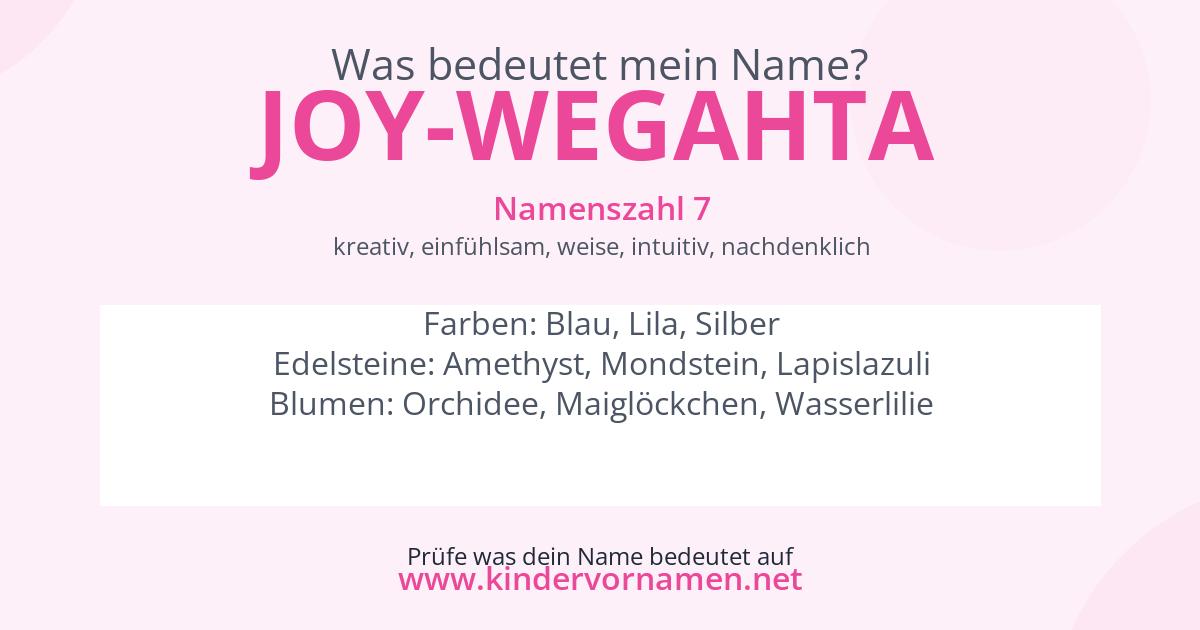 Was bedeutet der Name Joy-Wegahta?