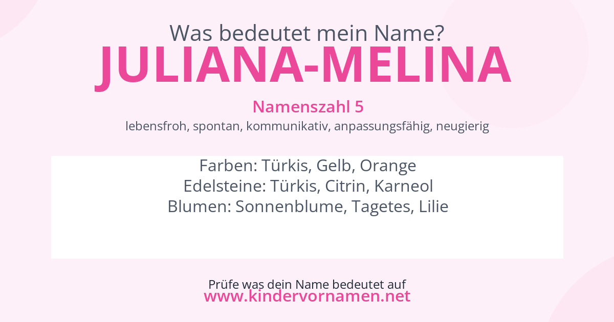 Was bedeutet der Name Juliana-Melina?