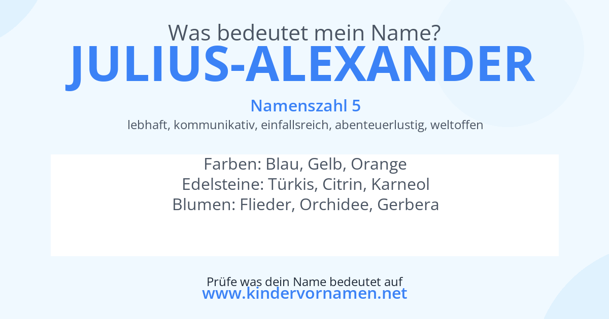 Was bedeutet der Name Julius-Alexander?