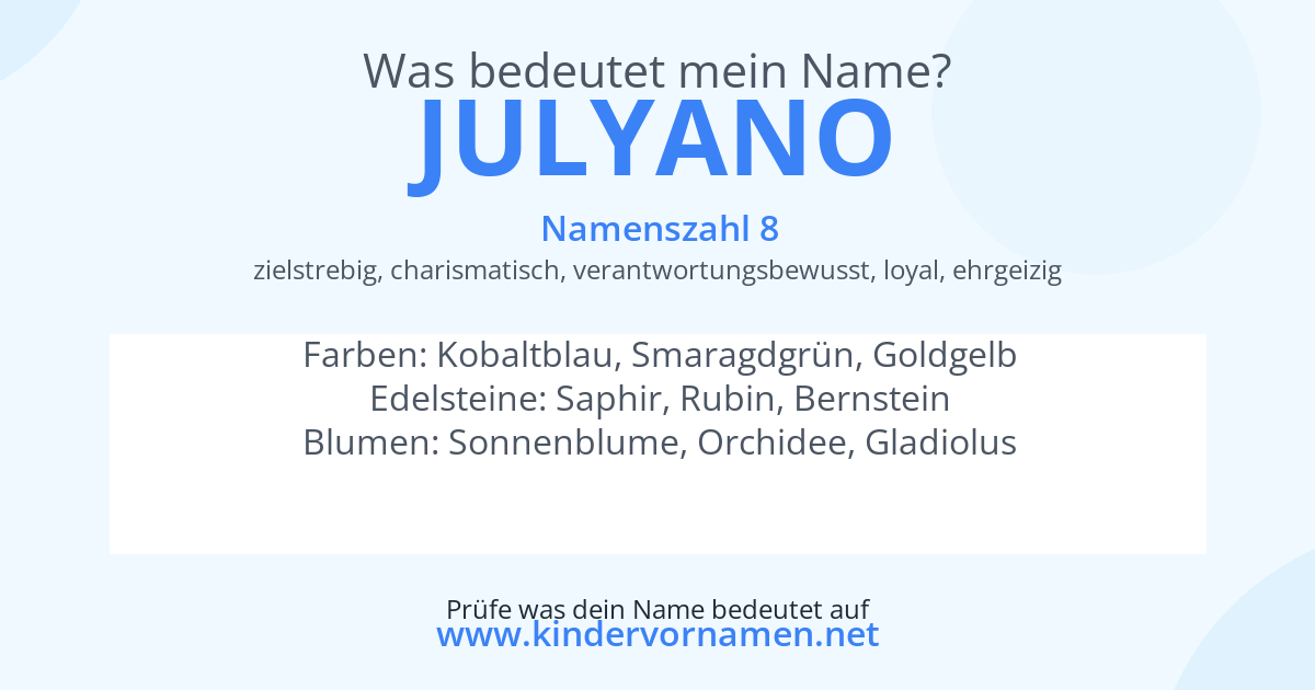 Was bedeutet der Name Julyano?