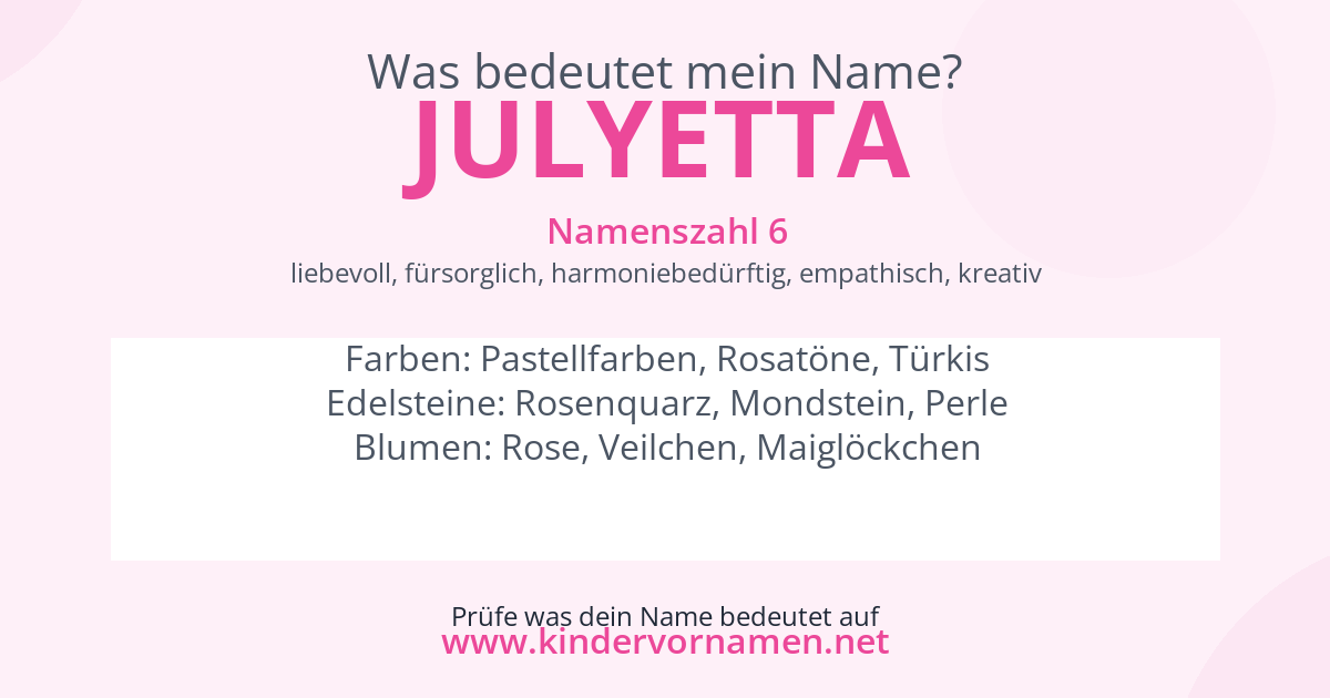 Was bedeutet der Name Julyetta?