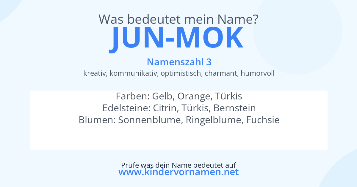Was bedeutet der Name Jun-Mok?
