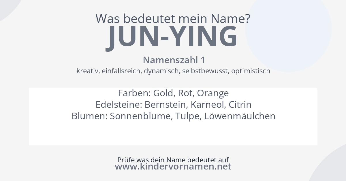 Was bedeutet der Name Jun-Ying?