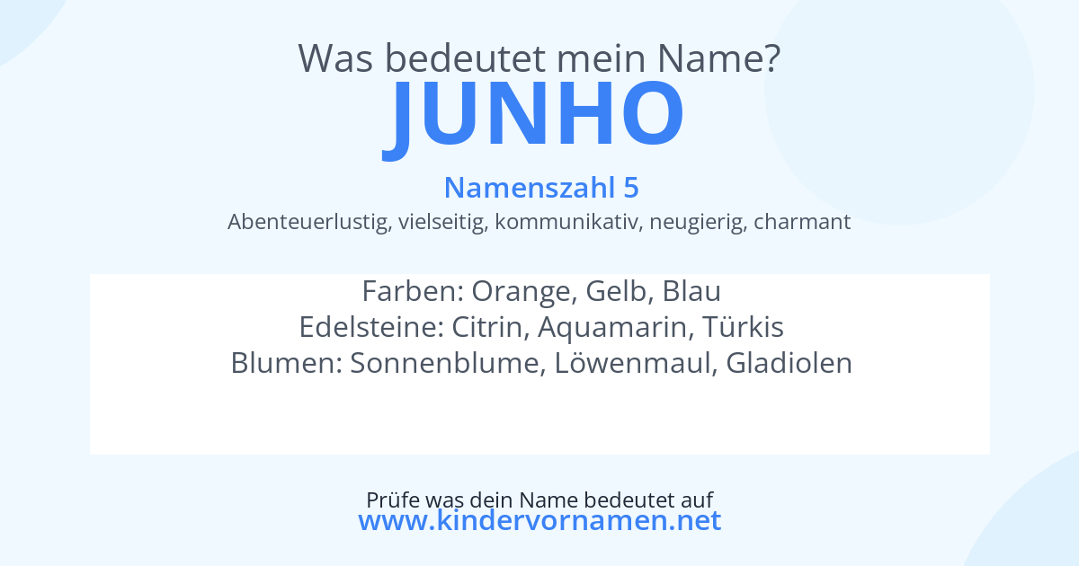 Was bedeutet der Name Junho?