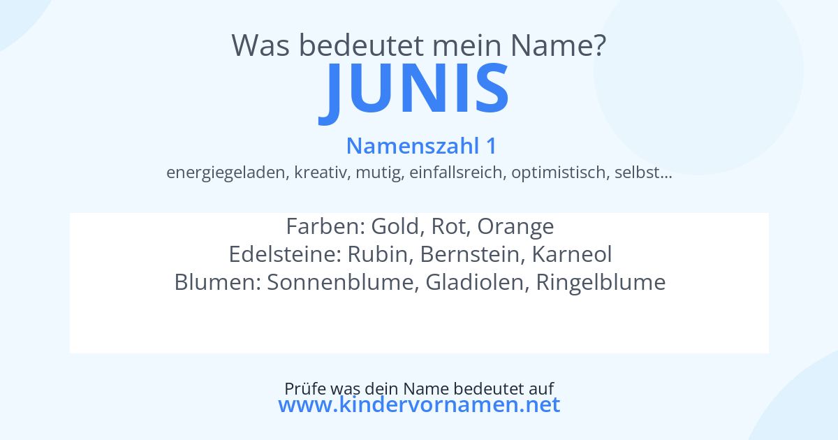 Was bedeutet der Name Junis?