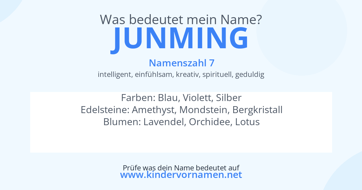 Was bedeutet der Name Junming?
