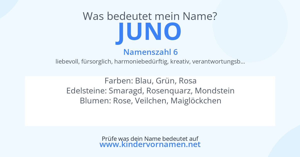 Was bedeutet der Name Juno?
