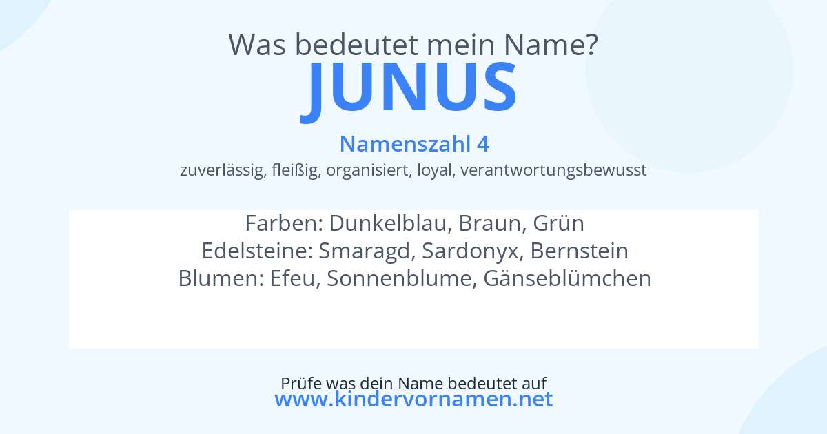 Was bedeutet der Name Junus?