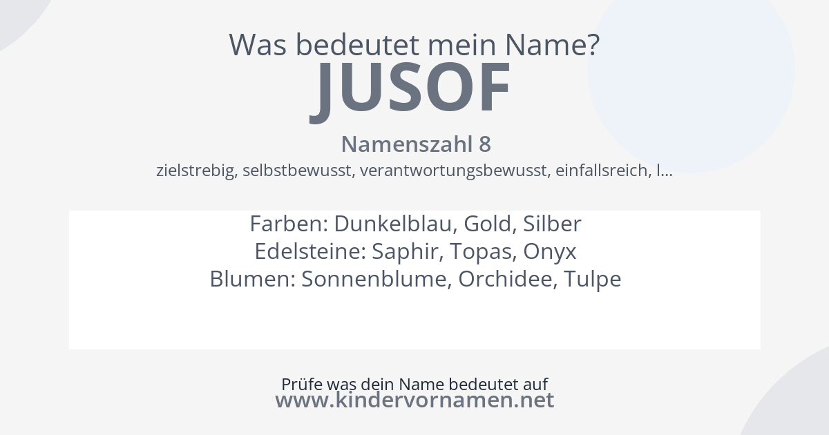 Was bedeutet der Name Jusof?