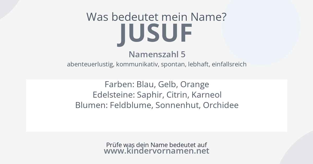 Was bedeutet der Name Jusuf?
