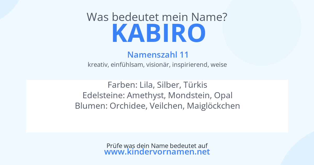 Was bedeutet der Name Kabiro?