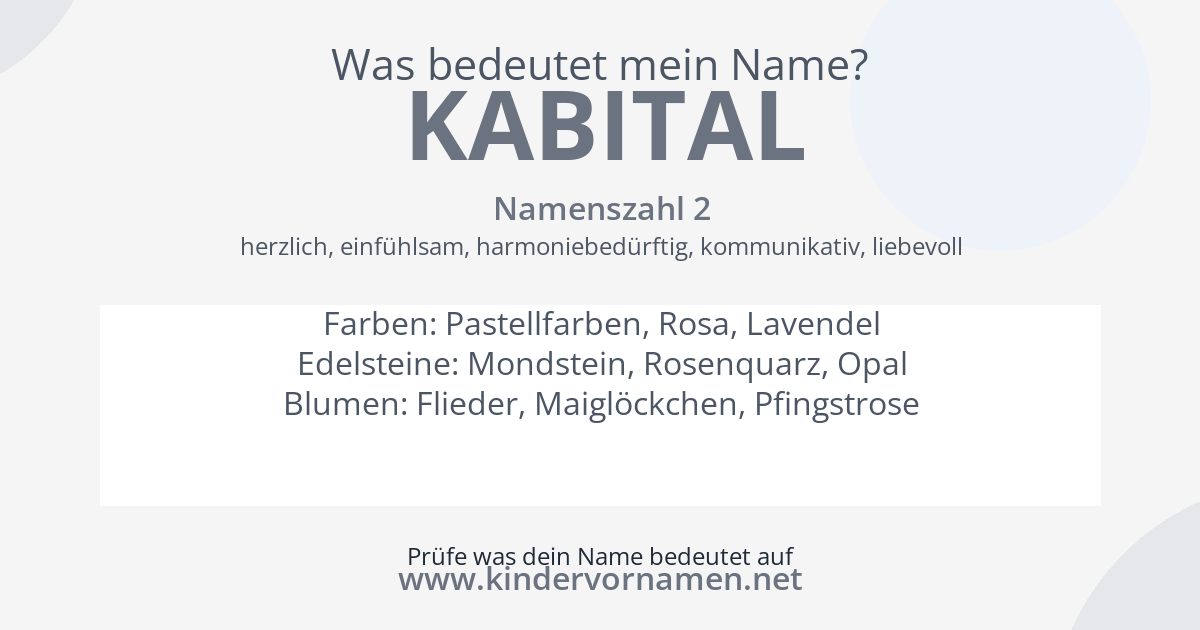 Was bedeutet der Name Kabital?
