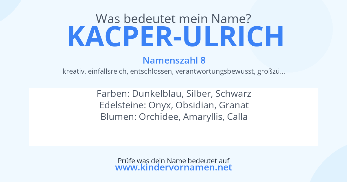 Was bedeutet der Name Kacper-Ulrich?