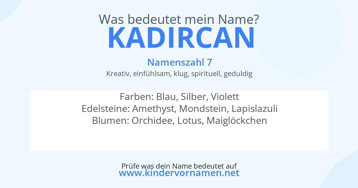 Was bedeutet der Name Kadircan?