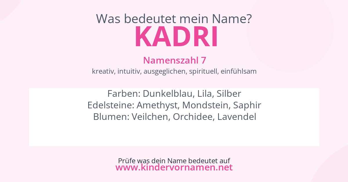 Was bedeutet der Name Kadri?