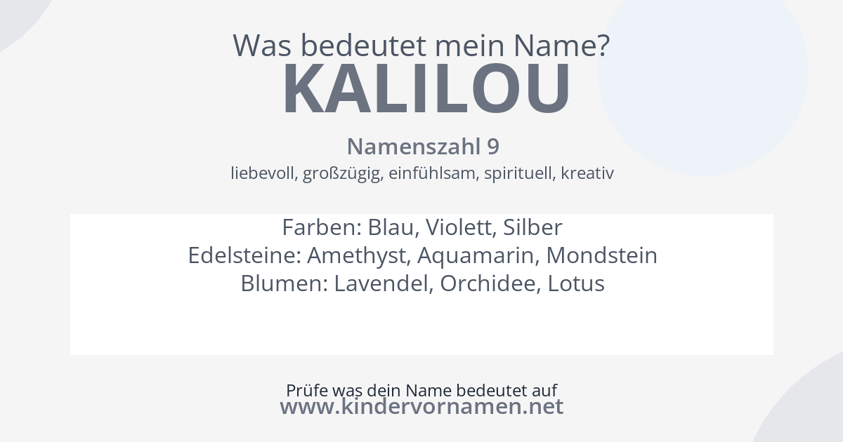 Was bedeutet der Name Kalilou?