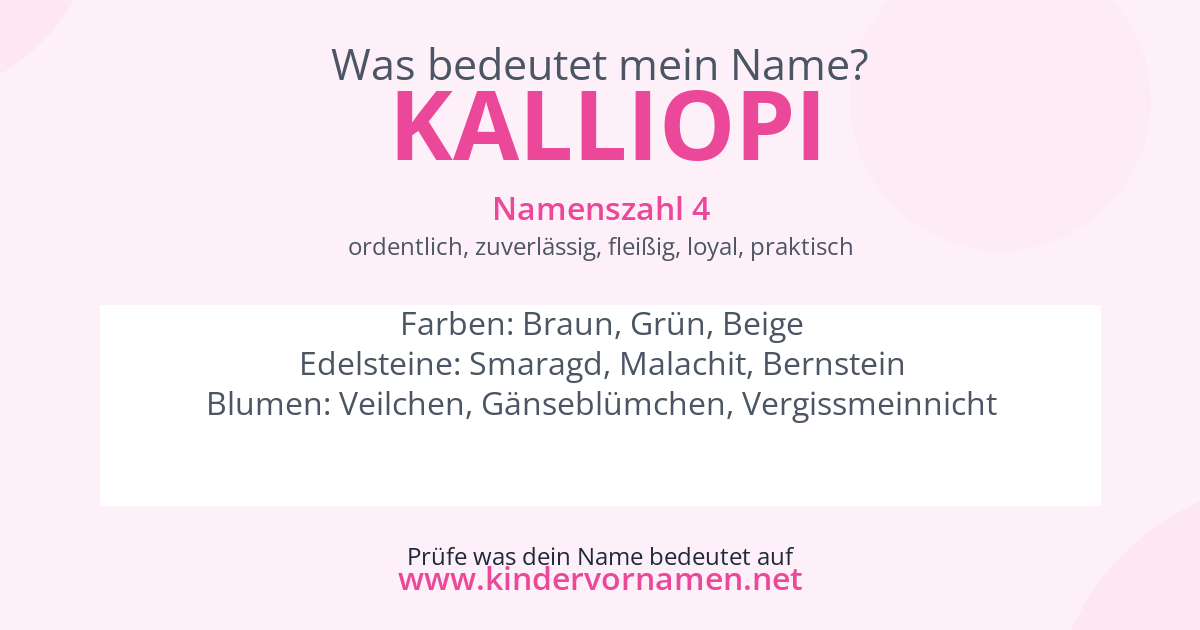 Was bedeutet der Name Kalliopi?