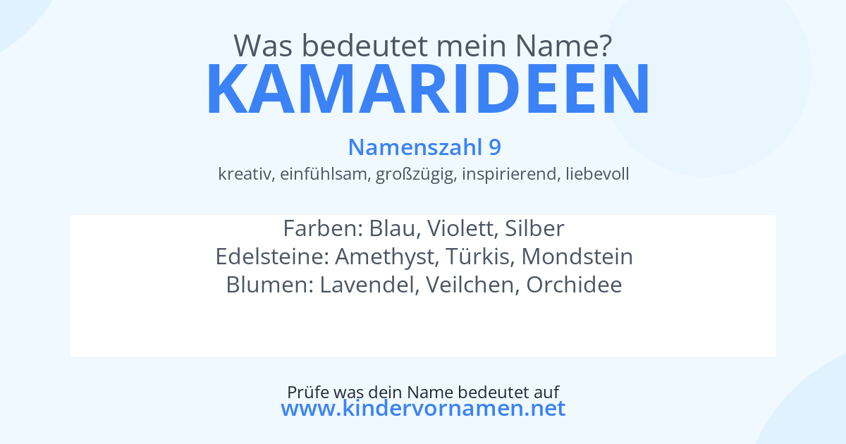 Was bedeutet der Name Kamarideen?
