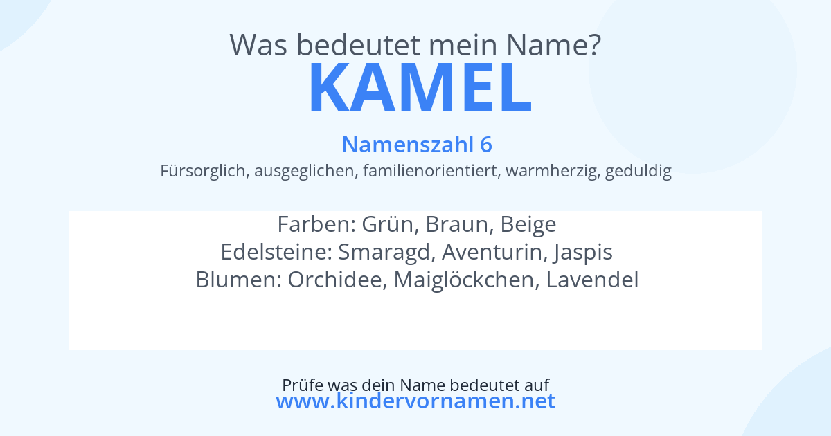 Was bedeutet der Name Kamel?